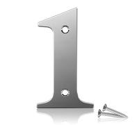 Bwintech 1 pezzi 75MM di altezza (3 pollici) Cromo imbullonato numero di porta 1 in acciaio inox 304 numero di casa, adatto per anteriore, legno, composito, UPVC porta