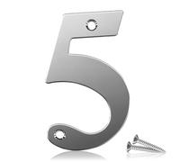 Bwintech 1 pezzi 75MM di altezza (3 pollici) Cromo imbullonato numero di porta 5 in acciaio inox 305 numero di casa, adatto per anteriore, legno, composito, UPVC porta