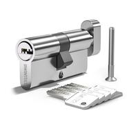 Bwintech 1 Pezzo 35T/35mm Euro Cylinder Brass, 70mm Ball/Cone Lock Con Maniglia Ovale e 5 chiavi Orizzontali in Ottone, Anti Picking, Anti Drilling, Anti Snap, Finitura Cromata