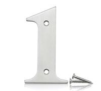 Bwintech 1 pz 3 Pollici Altezza (75mm) Acciaio Inossidabile 304 Porta Numero, Vite Fissa Porta Numero 1, Adatto per Porta di Casa Numero Segnaletica Numero Digitale, Finitura Nichel Satinato