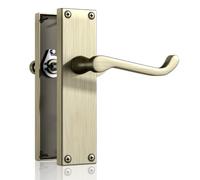 Bwintech 1 set di maniglie in bronzo anticato opaco vittoriano a leva su piastra, chiavistello per mobili, piastra posteriore, adatto per porte in legno