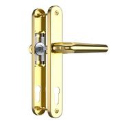 Bwintech 1 set di maniglie per porta in PVC oro UPVC Set Acciaio Inox 304, 92 mm Backset, 210 mm Distanza foro vite, 243 mm Lunghezza piastra Maniglie per porta anteriore per porta UPVC