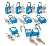 Bwintech 10 Pcs 38MM Lucchetto di sicurezza blu diverso con chiave per il blocco delle postazioni e dei dispositivi di lockout tagout