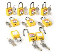 Bwintech 10 Pcs 38MM Lucchetto di sicurezza giallo diverso con chiave per il blocco delle postazioni e dei dispositivi di lockout tagout