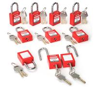 Bwintech 10 Pcs 38MM Lucchetto di sicurezza rosso diverso con chiave per il blocco delle postazioni e dei dispositivi di lockout tagout