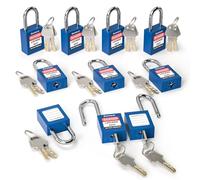 Bwintech 10 pezzi 38 mm con chiavi diverse Lucchetto di sicurezza blu scuro Lockout Tagout Lock per stazioni e dispositivi Lock Out Tag Out