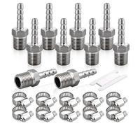 Bwintech 10 pezzi raccordi a barra in acciaio inox, 1/4 “BSP maschio x 8MM connettore a barra con 10 pezzi morsetti, raccordi a barra adattatore per aria, carburante, acqua, olio