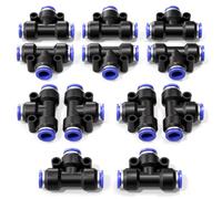 Bwintech 12 Pz 12mm 3 Way Tee Push in Connetti Raccordo Pneumatico, 3 Way Plastica Quick Release PE Air Line Adapter