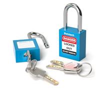 Bwintech 2 Pcs 38MM Lucchetto di sicurezza blu diverso con chiave per il blocco delle postazioni e dei dispositivi di lockout tagout