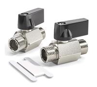 Bwintech 2 Pz 1/2 "BSP Maschio x Maschio nichelato Ottone Mini Valvola A Sfera Valvola di Stop