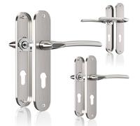 Bwintech 3 set di maniglie classiche in nichel spazzolato con foro per rosetta,distanza tra i fori per le viti 195mm,distanza tra i fori per le chiavi 70mm