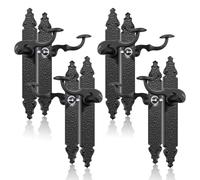 Bwintech 4 Set di Maniglie con Chiusura a Leva Stile Retro in Alluminio Nero su Piastra Posteriore in Ferro,Ferramenta per Chiusura,Adatto per Porte Interne ed Esterne e Porte in Legno