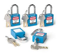 Bwintech 5 Pcs 38MM Lucchetto di sicurezza blu diverso con chiave per il blocco delle postazioni e dei dispositivi di lockout tagout