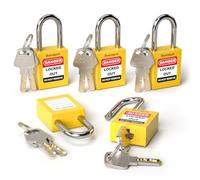 Bwintech 5 Pcs 38MM Lucchetto di sicurezza giallo diverso con chiave per il blocco delle postazioni e dei dispositivi di lockout tagout
