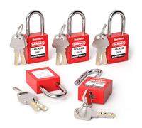 Bwintech 5 Pcs 38MM Lucchetto di sicurezza rosso diverso con chiave per il blocco delle postazioni e dei dispositivi di lockout tagout