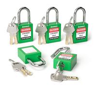 Bwintech 5 pezzi 38 mm con chiavi diverse Lucchetto di sicurezza verde Lockout Tagout Lock per stazioni e dispositivi Lock Out Tag Out