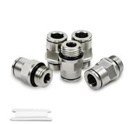 Bwintech 5 pezzi 4mm tubo OD x 1/4" BSP filettatura maschio con O-Ring dritto in ottone nichelato spingere per collegare il raccordo pneumatico push lock