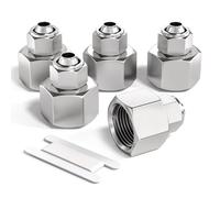Bwintech 5 pezzi 6 mm tubo OD x 3/8” filettatura femmina BSP dritto spingere per collegare tubo dado di bloccaggio raccordo pneumatico, KPCF6-03 adattatore linea aria veloce