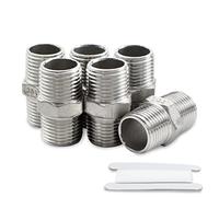 Bwintech 6 pezzi da 1/4" maschio a 1/4" maschio filettatura BSP in acciaio inox 304 raccordo maschio esagonale per la conversione del collegamento dei tubi