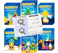 BWkoss Libri di attività della natività per bambini Mini giochi di Natale | 96Pcs Bulk Labirinti Ricerca Parola Scramble Giochi per Natale Religioni Party Goodie Bags Stuffers Domenica Scuola Classroom