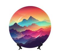 BWLHJKE Color Mountain - Piatto decorativo in porcellana Bone China con immagine, piatti piani personalizzati in porcellana con espositore, piatto decorativo in ceramica per ornamento da appendere