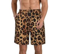 BWLHJKE Costume da bagno da uomo con stampa leopardata, ad asciugatura rapida, con tasche, coulisse, Bianco, 3XL