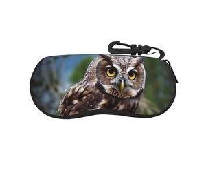 BWLHJKE Custodia per occhiali da sole con gufo selvatico con cerniera, custodia rigida per occhiali da sole portatile da viaggio con gancio