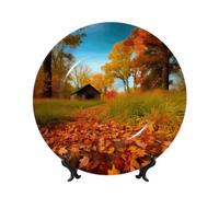 BWLHJKE Gallery For Fall Piatto decorativo in porcellana Bone China con immagine Piatti piani personalizzati in porcellana con espositore, piatto decorativo in ceramica per ornamento da appendere alla
