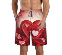 BWLHJKE Happy Valentine's Day - Costume da bagno da uomo, ad asciugatura rapida, con tasche, coulisse, bianco, Small