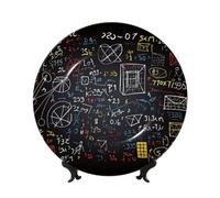 BWLHJKE matematica e fisica Piatto decorativo in porcellana Bone China con immagine Piatti piani personalizzati in porcellana con espositore, piatto decorativo in ceramica per ornamento da appendere