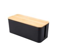 BWOFJGWH Cable Organizer Scatola Cavi Contenitore Passacavi Nascondi Cavi in HIPS con Coperchio in Bambù Copre Ciabatte E Fili, Nero Con Coperchio In Legno Di Bambù, Piccolo