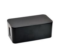 BWOFJGWH Cable Organizer Scatola Cavi Contenitore Passacavi Nascondi Cavi in HIPS con Coperchio in Bambù Copre Ciabatte E Fili, Nero, Piccolo