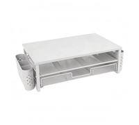 BWOFJGWH Desk Organizer Supporto Riser Scaffale Scrivania Portapenne Cassetto in Metallo a Rete Struttura Stabile E Ventilata per Rialzo Schermo E Ordine , Bianco