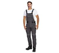 BWOLF Daytona - Salopette da lavoro da uomo, elasticizzato, 97% cotone, 3% elastan, con rinforzo Oxford 600D, riflettori, tasche multifunzione, grigio., 3XL