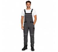 BWOLF Daytona - Salopette da lavoro da uomo, elasticizzato, 97% cotone, 3% elastan, con rinforzo Oxford 600D, riflettori, tasche multifunzione, grigio., XXL