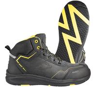 BWOLF Phoenix Scarpe antinfortunistiche da uomo S3 Scarpe di sicurezza da uomo S3 Nabuk impermeabili, antiscivolo 4x4 Grip Tech, suole Ergo, nero/giallo, 39 EU