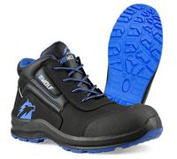 BWOLF Spire, scarpe da lavoro da uomo S3 High antinfortunistiche da uomo S3, impermeabili, resistenti all'olio, antiscivolo 4 x 4 Grip Tech, suola Ergo, Blu Nero Alto, 48