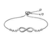 BWOOOWE Bracciale Donna Braccialetti Amicizia Simbolo Infinito Regolabile Bracciali con Zirconi Brillanti Gioielli Eleganti Catena Sottile Accessori Moda(Argento)