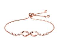 BWOOOWE Bracciale Donna Braccialetti Amicizia Simbolo Infinito Regolabile Bracciali con Zirconi Brillanti Gioielli Eleganti Catena Sottile Accessori Moda(Oro Rosa)
