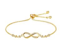 BWOOOWE Bracciale Donna Braccialetti Amicizia Simbolo Infinito Regolabile Bracciali con Zirconi Brillanti Gioielli Eleganti Catena Sottile Accessori Moda(Oro)