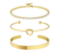BWOOOWE Bracciale Donna Elegante Oro Placcato con Zirconi e Design Moderno per Occasioni Speciali