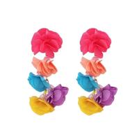 BWOOOWE Orecchini Pendenti Fiori Multicolori Tessuto Catena Cascata Gioielli Donna Eleganti Leggeri Primavera Estate(Multicolore)