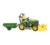 bruder 62104 - bworld trattore John Deere con rimorchio e giardiniere, trattore, figura giocattolo