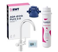BWT AQA drink Pure 2.0 MyAQUA Mineralizer | Miscelatore da cucina cromato con bocca a C estraibile, Spruzzo di risciacquo regolabile | Acqua potabile perfettamente filtrata | Mineralizer
