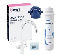 BWT AQA drink Pure 2.0 MyAQUA Soft | Miscelatore da cucina cromato con bocca a C estraibile, Spruzzo di risciacquo regolabile | Acqua potabile perfettamente filtrata | Soft