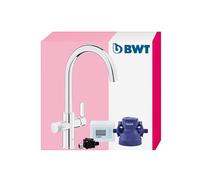 BWT AQA drink Pure 2.0 senza cartuccia filtrante| Miscelatore da cucina cromato con bocca a C estraibile, Spruzzo di risciacquo regolabile | senza cartuccia filtrante