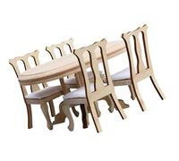 Bwuikim 1/12 Scala Tavolo da Pranzo in Legno e Sedie Modello Mobili Set per Modello Creativo Casa di Bambola Interni Accessori Styling Mobili per la Casa