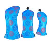 Bwuikim 3Pcs Gear Pattern Fairways Legno Head Covers PU Cuoio Golf Club Driver Fairways ibridi PU Pelle Club Club Impermeabile Headcover Accessorio per Giocatore