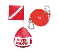 Bwuikim Bandiera ad alta visibilità con corda in poliestere regolabile per snorkeling e immersioni in acque libere, boa professionale rossa bianca per migliorare il kayak e la nautica