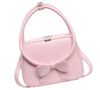 Bwuikim Piccola borsa a tracolla alla moda per le signore in pelle PU con fiocco colorato borsa a tracolla con manico superiore con cerniera tracolla regolabile, B